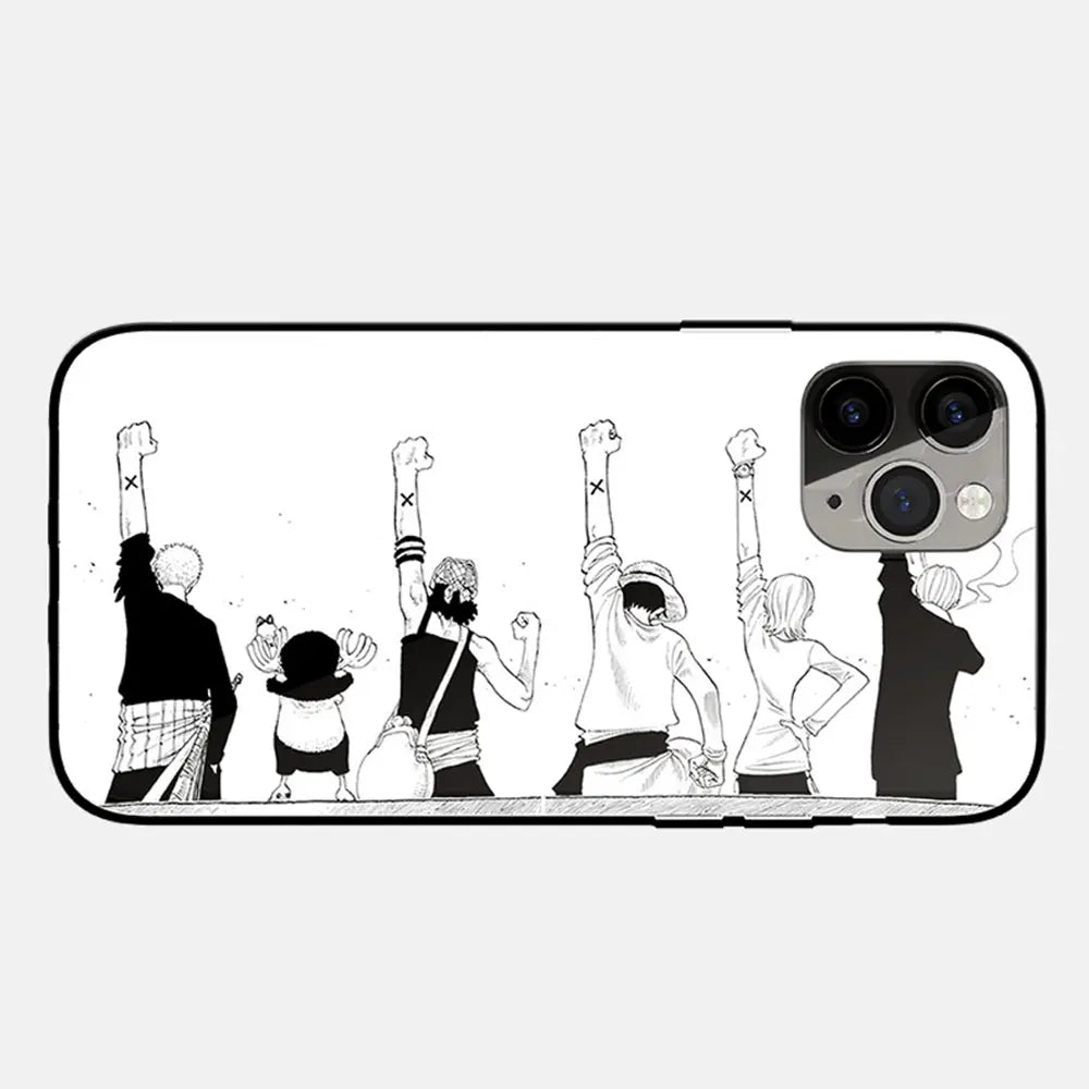 One Piece Anime Forever Friends Tempered Glass Soft Silicone Phone Case-Phone Case-Monkey Ninja-iPhone 17-A-Glass Case-Monkey Ninja