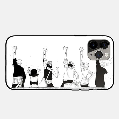 One Piece Anime Forever Friends Tempered Glass Soft Silicone Phone Case-Phone Case-Monkey Ninja-iPhone 17-A-Glass Case-Monkey Ninja