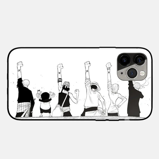 One Piece Anime Forever Friends Tempered Glass Soft Silicone Phone Case-Phone Case-Monkey Ninja-iPhone 17-A-Glass Case-Monkey Ninja