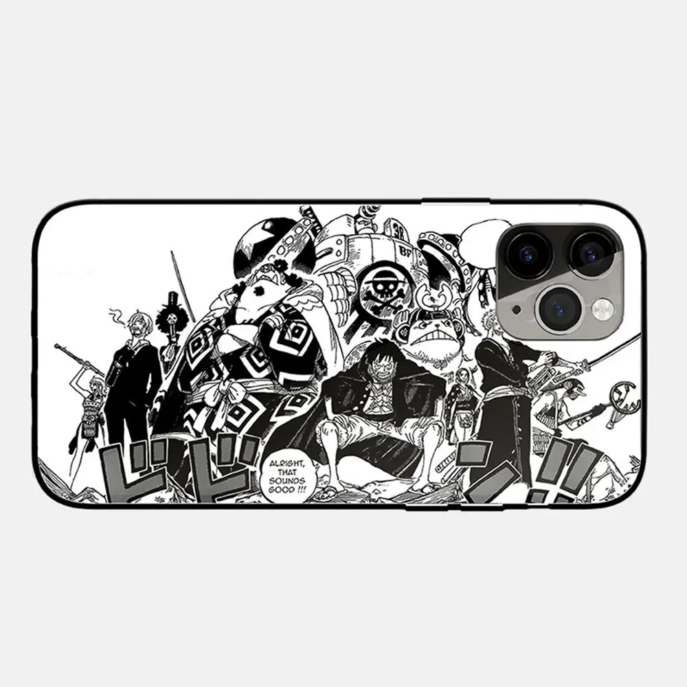One Piece Anime Forever Friends Tempered Glass Soft Silicone Phone Case-Phone Case-Monkey Ninja-iPhone 17-B-Glass Case-Monkey Ninja