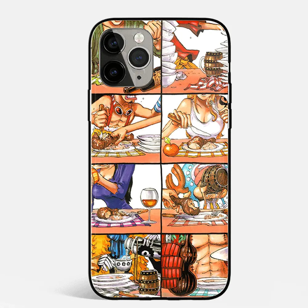 One Piece Anime Funny Tempered Glass Soft Silicone Phone Case-Phone Case-Monkey Ninja-iPhone 17-Glass Case-Monkey Ninja