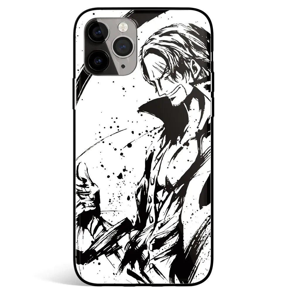 One Piece Ink Painting Shanks Tempered Glass Soft Silicone iPhone Case-Phone Case-Monkey Ninja-iPhone 17-Glass Case-Monkey Ninja