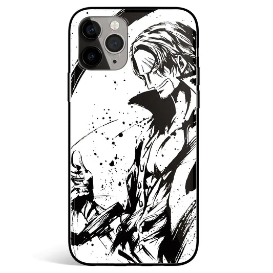 One Piece Ink Painting Shanks Tempered Glass Soft Silicone iPhone Case-Phone Case-Monkey Ninja-iPhone 17-Glass Case-Monkey Ninja