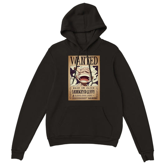 One Piece | Luffy Wanted | Anime Hoodie (Unisex)-Hoodie-Monkey Ninja-Black-S-Monkey Ninja