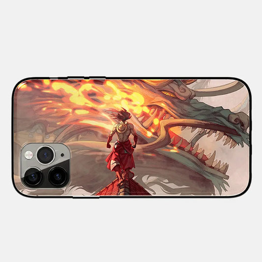 One Piece Luffy vs Kaido Eastern Dragon Tempered Glass Soft Silicone iPhone Case-Phone Case-Monkey Ninja-iPhone 17-Glass Case-Monkey Ninja