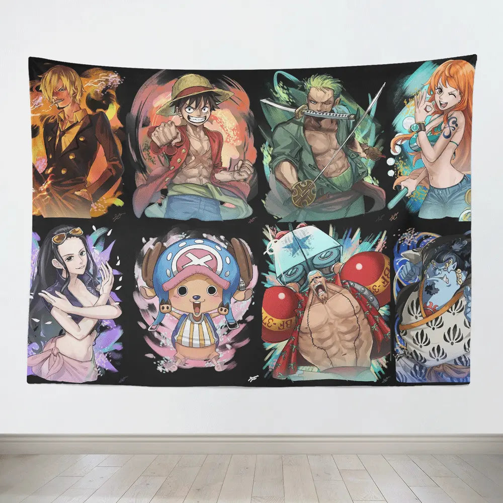 One Piece Mugiwara Colorful Group Picture Tapestry-Taspetry-Monkey Ninja-100cm * 150cm-Monkey Ninja