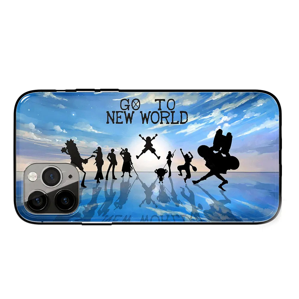 One Piece Mugiwara Crew Silhouette iPhone Tempered Glass Soft Silicone Phone Case-Phone Case-Monkey Ninja-iPhone 17-Glass Case-Monkey Ninja