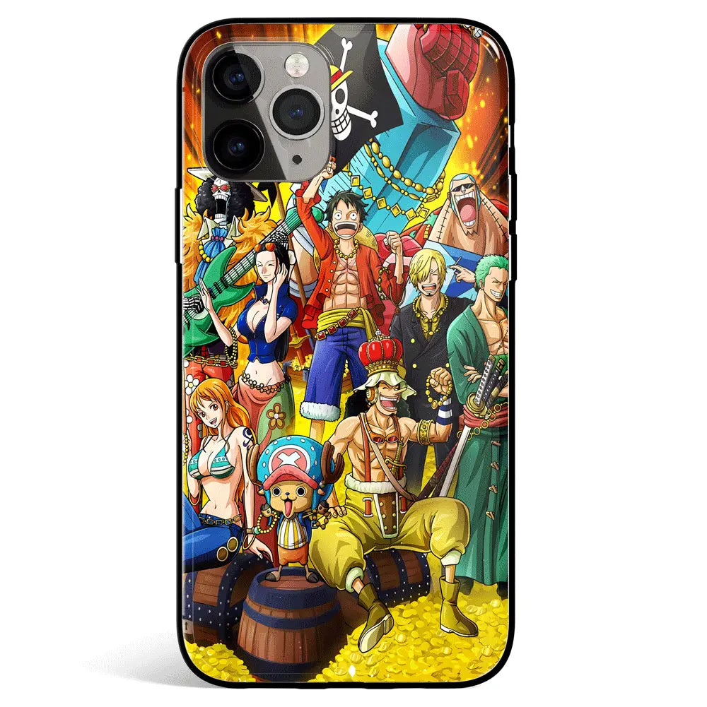 One Piece Mugiwara Great Route Tempered Glass Soft Silicone iPhone Case-Phone Case-Monkey Ninja-iPhone 17-Glass Case-Monkey Ninja