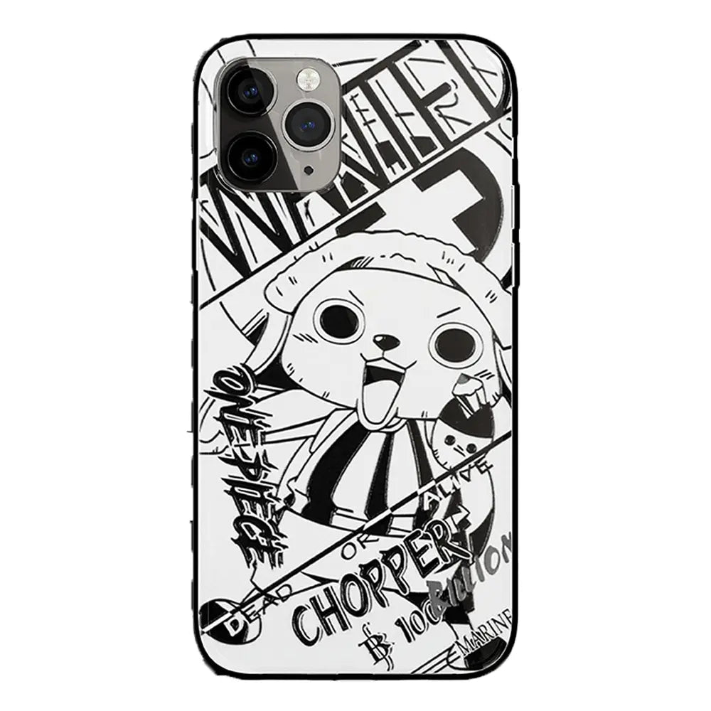 One Piece Robin Law Chopper Sabo Characters Sketch Tempered Glass Phone Case-Phone Case-Monkey Ninja-iPhone 17-Chopper-Glass Case-Monkey Ninja
