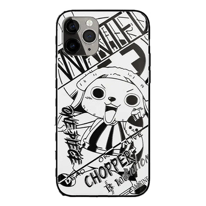 One Piece Robin Law Chopper Sabo Characters Sketch Tempered Glass Phone Case-Phone Case-Monkey Ninja-iPhone 17-Chopper-Glass Case-Monkey Ninja