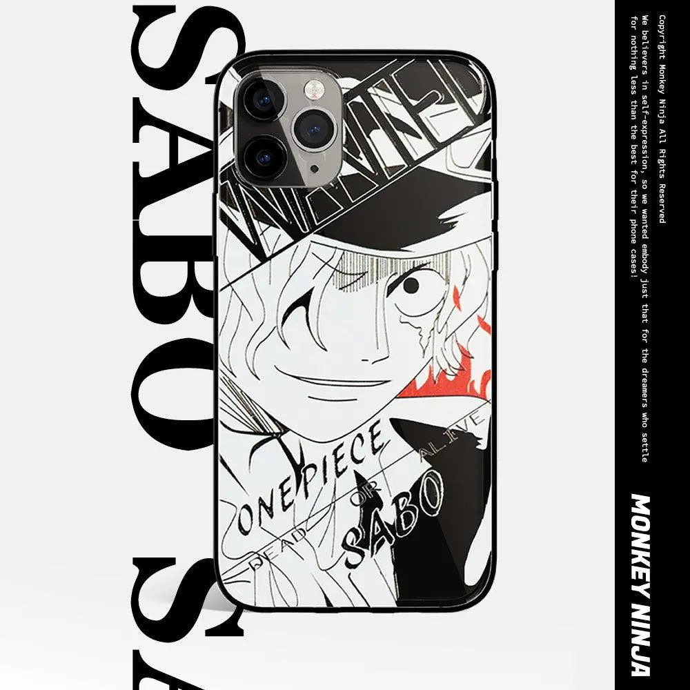 One Piece Robin Law Chopper Sabo Characters Sketch Tempered Glass Phone Case-Phone Case-Monkey Ninja-iPhone 17-Robin-Glass Case-Monkey Ninja