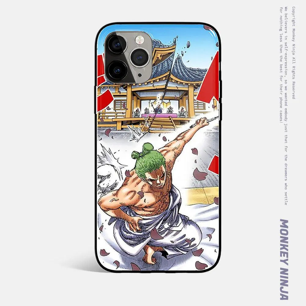 One Piece Roronoa Zoro Swordsman Tempered Glass Soft Silicone iPhone Case-Phone Case-Monkey Ninja-iPhone 17-Glass Case-Monkey Ninja