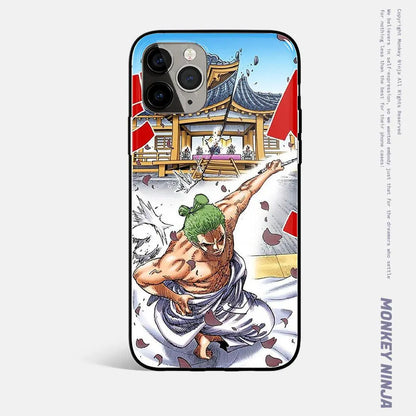 One Piece Roronoa Zoro Swordsman Tempered Glass Soft Silicone iPhone Case-Phone Case-Monkey Ninja-iPhone 17-Glass Case-Monkey Ninja