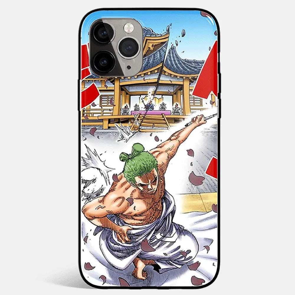 One Piece Roronoa Zoro Swordsman Tempered Glass Soft Silicone iPhone Case-Phone Case-Monkey Ninja-iPhone 17-Glass Case-Monkey Ninja