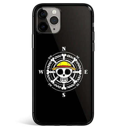 One Piece Straw Hat Pirates Compass iPhone Tempered Glass Soft Silicone Phone Case-Phone Case-Monkey Ninja-iPhone 17-Glass Case-Monkey Ninja