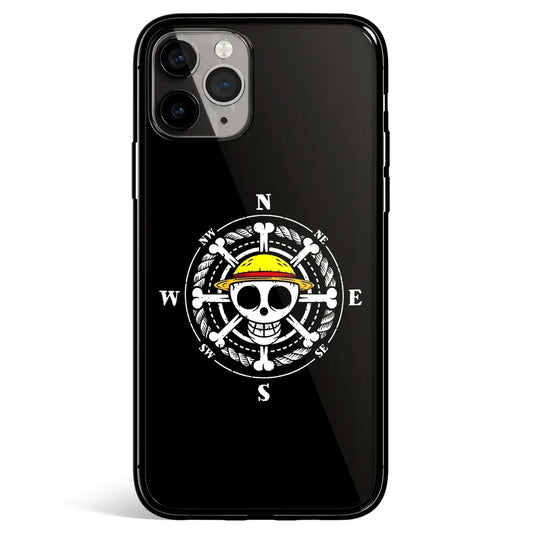 One Piece Straw Hat Pirates Compass iPhone Tempered Glass Soft Silicone Phone Case-Phone Case-Monkey Ninja-iPhone 17-Glass Case-Monkey Ninja