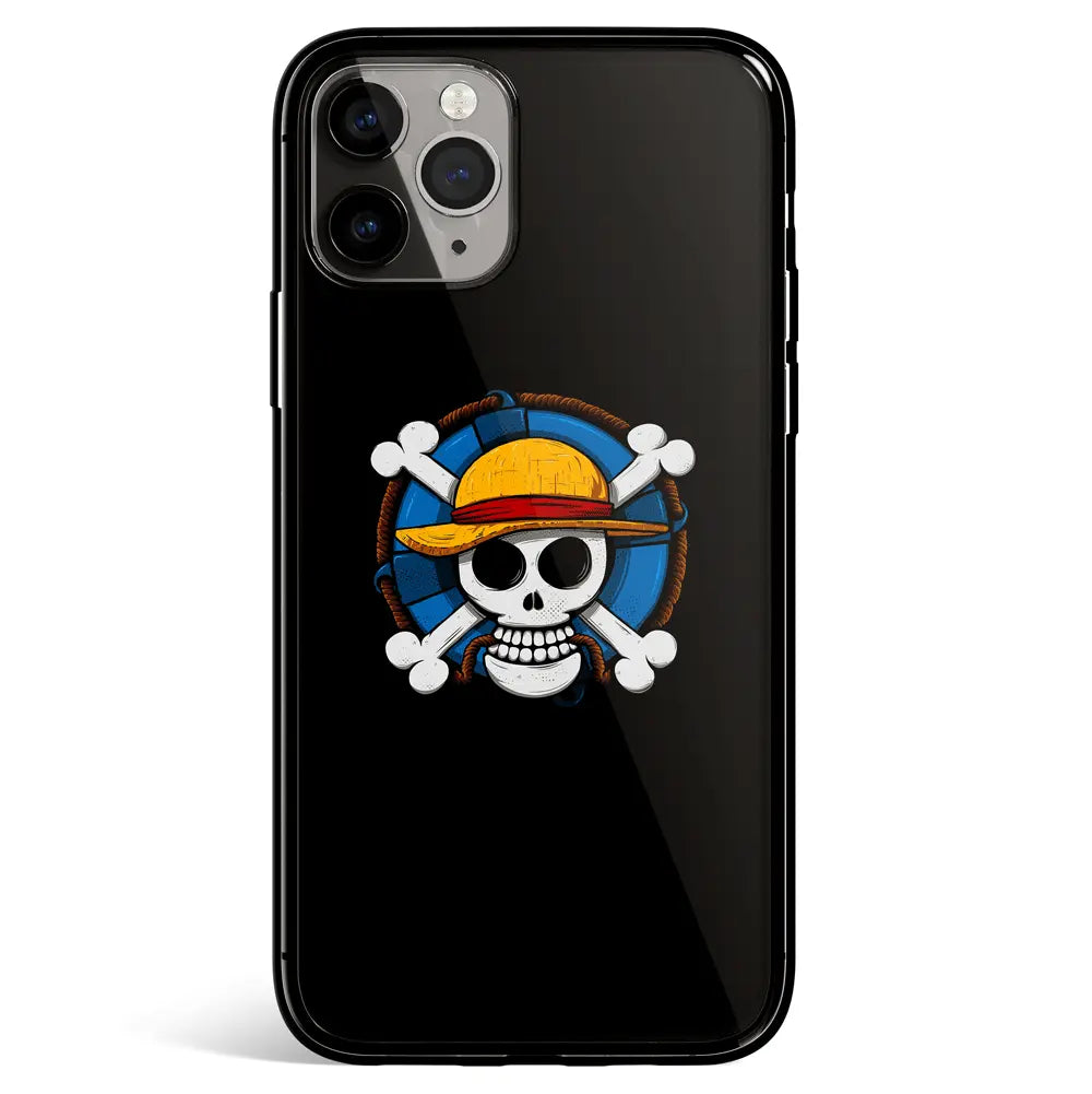 One Piece Straw Hat Skull iPhone Tempered Glass Soft Silicone Phone Case-Phone Case-Monkey Ninja-iPhone 17-Glass Case-Monkey Ninja