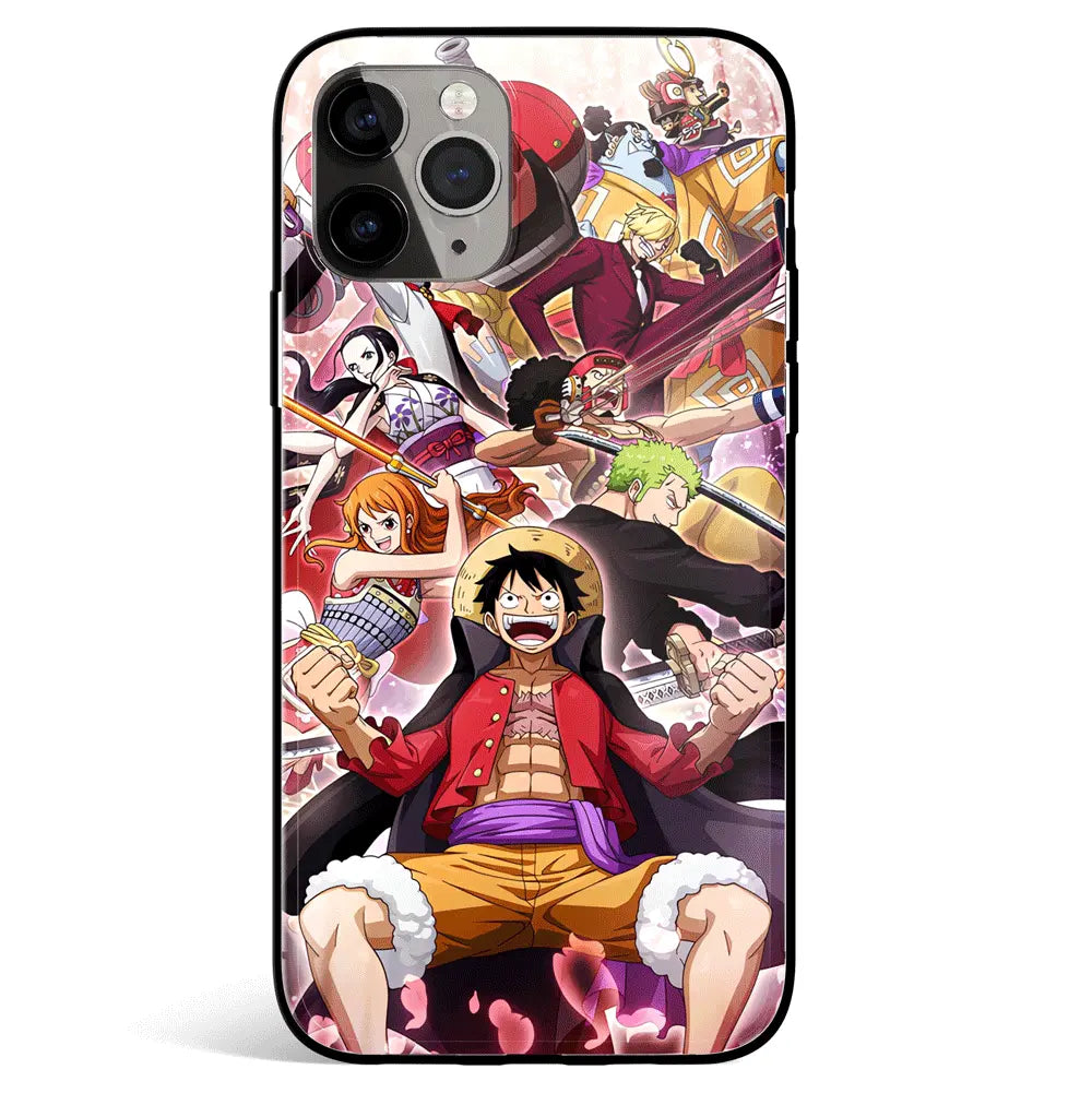 One Piece Strawhat Pirate Crew Tempered Glass Soft Silicone iPhone Case-Phone Case-Monkey Ninja-iPhone 17-Glass Case-Monkey Ninja