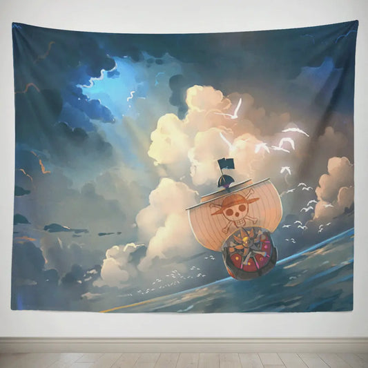 One Piece Thousand Sunny Pirate Ship Tapestry-Taspetry-Monkey Ninja-100cm * 150cm-Monkey Ninja