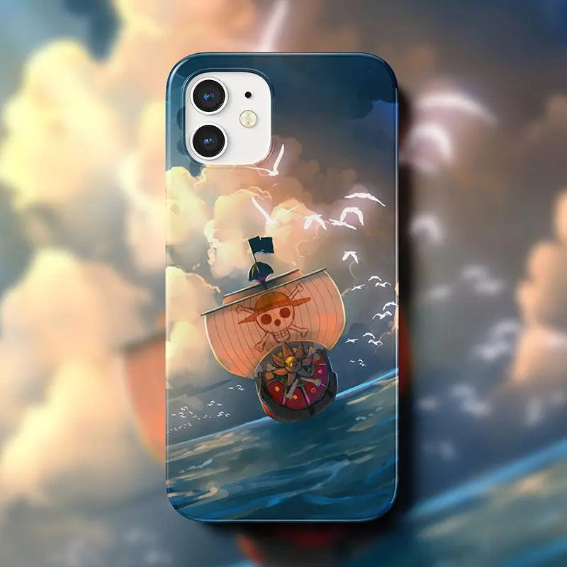 One Piece Thousand Sunny Pirate Ship iPhone Tempered Glass Soft Silicone Phone Case-Phone Case-Monkey Ninja-iPhone 17-Glass Case-Monkey Ninja