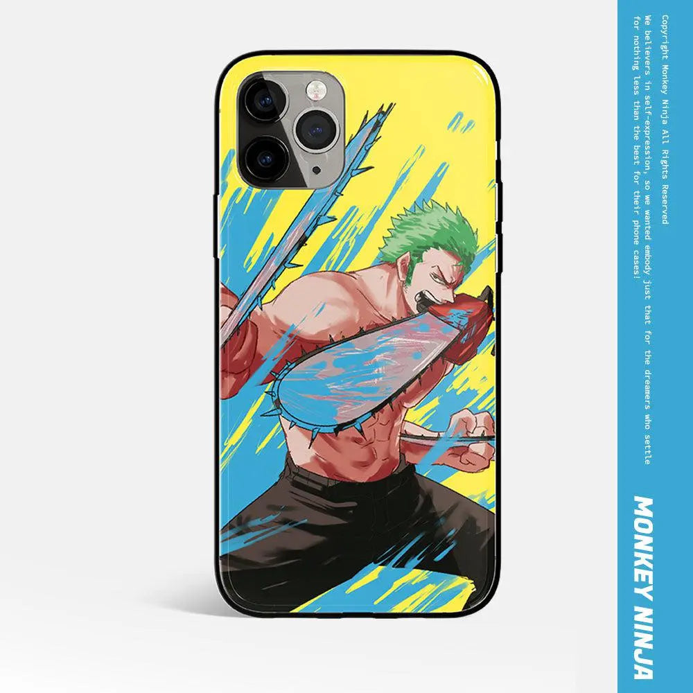 One Piece Zoro Anime Tempered Glass Soft Silicone Phone Case-Phone Case-Monkey Ninja-iPhone 17-Glass Case-Monkey Ninja