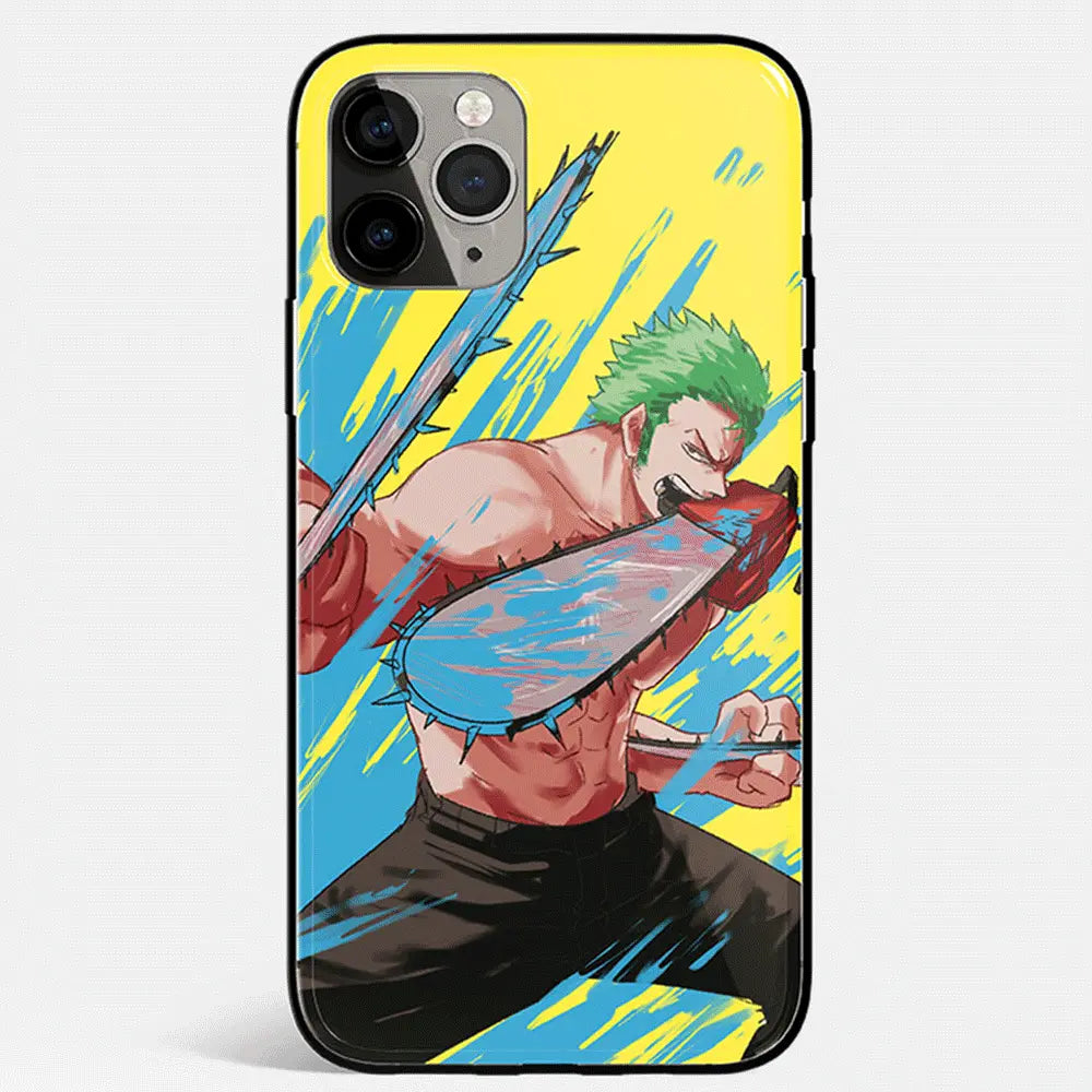 One Piece Zoro Anime Tempered Glass Soft Silicone Phone Case-Phone Case-Monkey Ninja-iPhone 17-Glass Case-Monkey Ninja