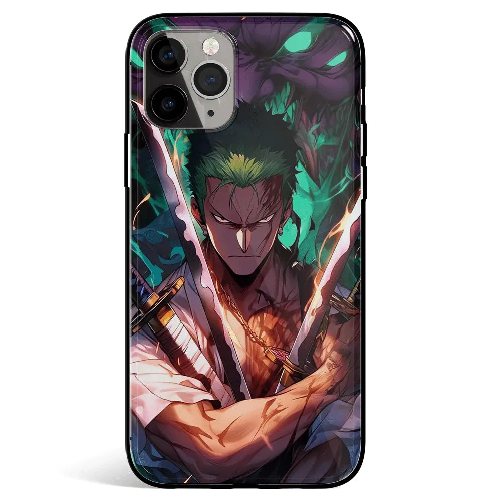 One Piece Zoro Sick Tempered Glass Soft Silicone iPhone Case-Phone Case-Monkey Ninja-iPhone 17-Glass Case-Monkey Ninja