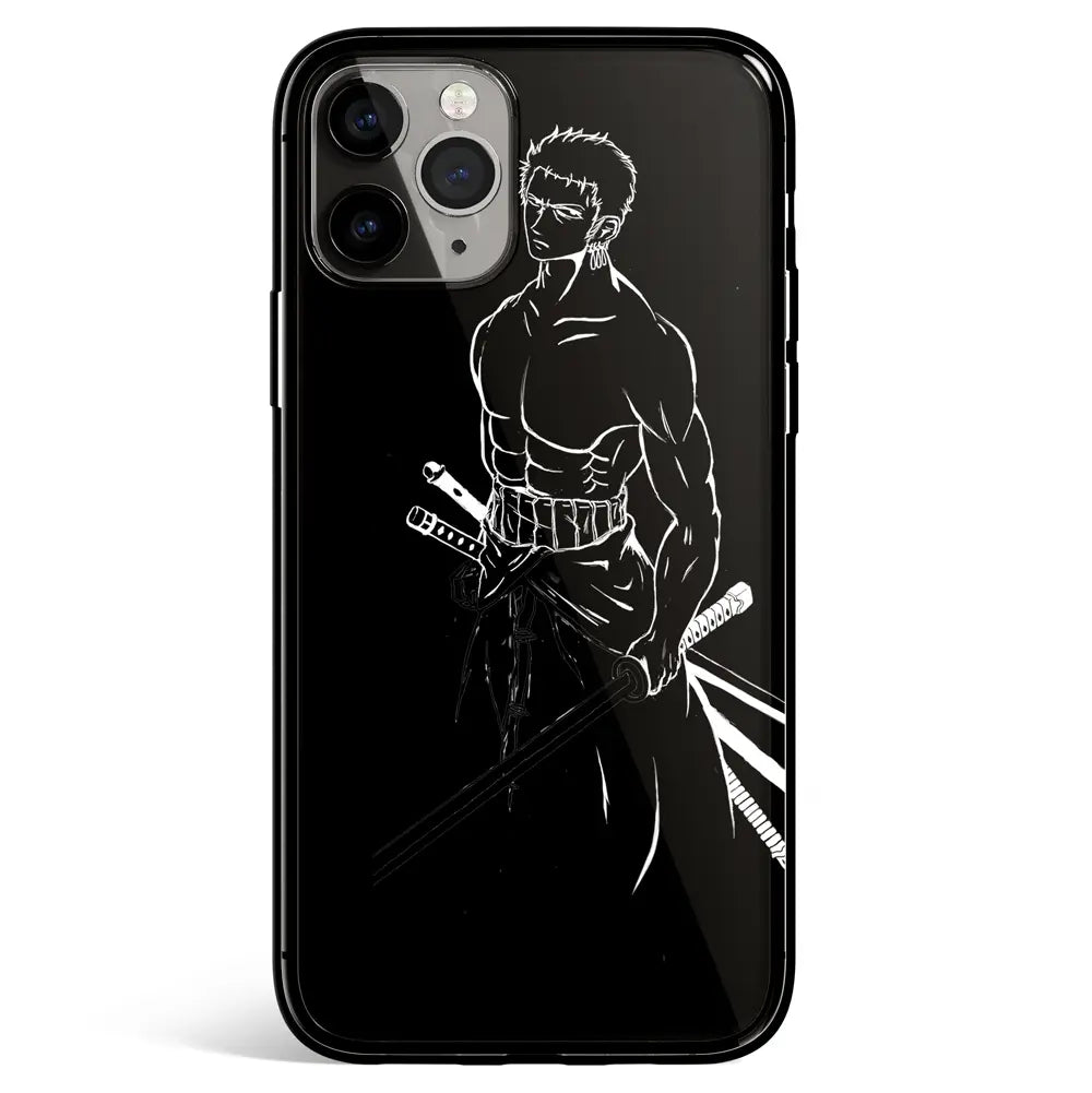 One Piece Zoro Sketches iPhone Tempered Glass Soft Silicone Phone Case-Phone Case-Monkey Ninja-iPhone 17-Glass Case-Monkey Ninja