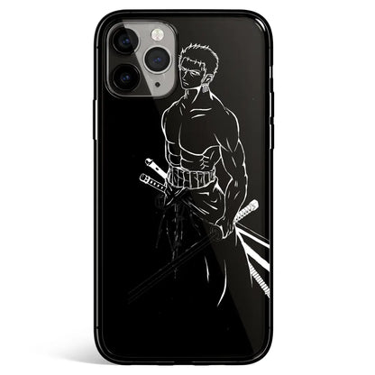 One Piece Zoro Sketches iPhone Tempered Glass Soft Silicone Phone Case-Phone Case-Monkey Ninja-iPhone 17-Glass Case-Monkey Ninja