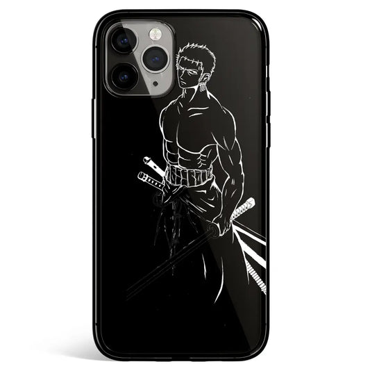 One Piece Zoro Sketches iPhone Tempered Glass Soft Silicone Phone Case-Phone Case-Monkey Ninja-iPhone 17-Glass Case-Monkey Ninja