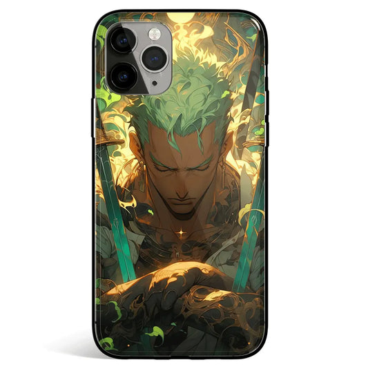 One Piece Zoro Taking a Nap Tempered Glass Soft Silicone iPhone Case-Phone Case-Monkey Ninja-iPhone 17-Glass Case-Monkey Ninja