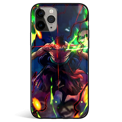 One Piece Zoro Three Sword Style Fighting Tempered Glass Soft Silicone iPhone Case-Phone Case-Monkey Ninja-iPhone 17-Glass Case-Monkey Ninja