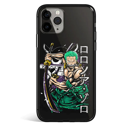 One Piece Zoro Three Swords Style 5 Tempered Glass Soft Silicone iPhone Case-Phone Case-Monkey Ninja-iPhone 17-Glass Case-Monkey Ninja
