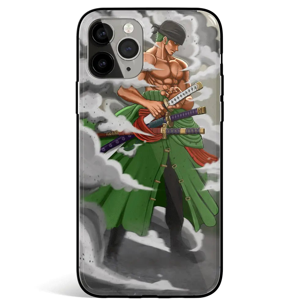 One Piece Zoro Three Swords iPhone Tempered Glass Soft Silicone Phone Case-Phone Case-Monkey Ninja-iPhone 17-Glass Case-Monkey Ninja