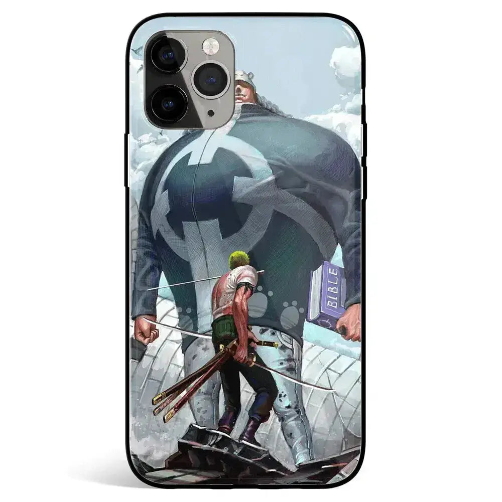 One Piece Zoro vs Bartholomew Tempered Glass Soft Silicone iPhone Case-Phone Case-Monkey Ninja-iPhone 17-Glass Case-Monkey Ninja