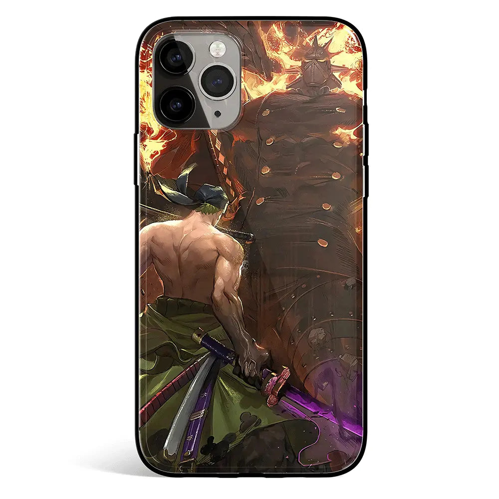 One Piece Zoro vs King iPhone Tempered Glass Soft Silicone Phone Case-Phone Case-Monkey Ninja-iPhone 17-Glass Case-Monkey Ninja