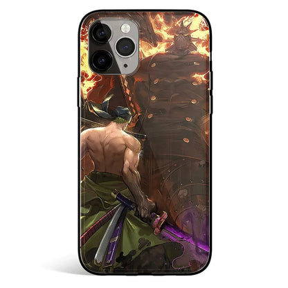 One Piece Zoro vs King iPhone Tempered Glass Soft Silicone Phone Case-Phone Case-Monkey Ninja-iPhone 17-Glass Case-Monkey Ninja