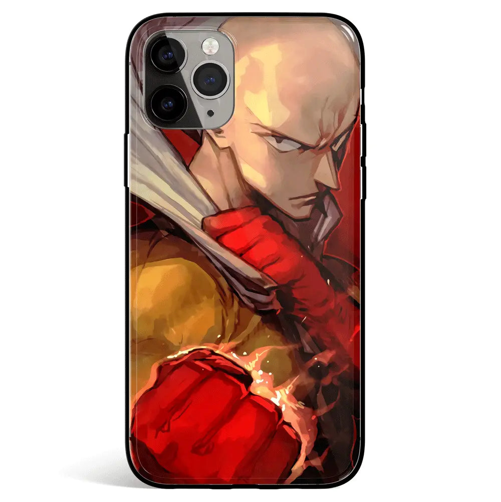 One Punch Man Sketch Tempered Glass Soft Silicone iPhone Case-Phone Case-Monkey Ninja-iPhone 17-Glass Case-Monkey Ninja