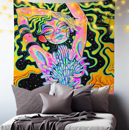 Psychedelic Girl Tapestry-Taspetry-Wallarts Lab-150cm * 150cm-Monkey Ninja