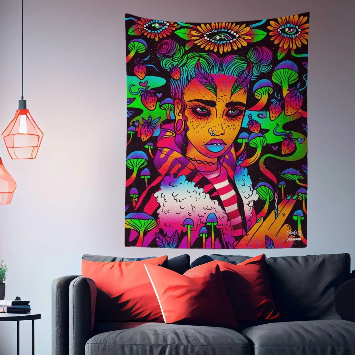 Psychedelic Hippie Girl Tapestry-Taspetry-Wallarts Lab-100cm * 150cm-Monkey Ninja