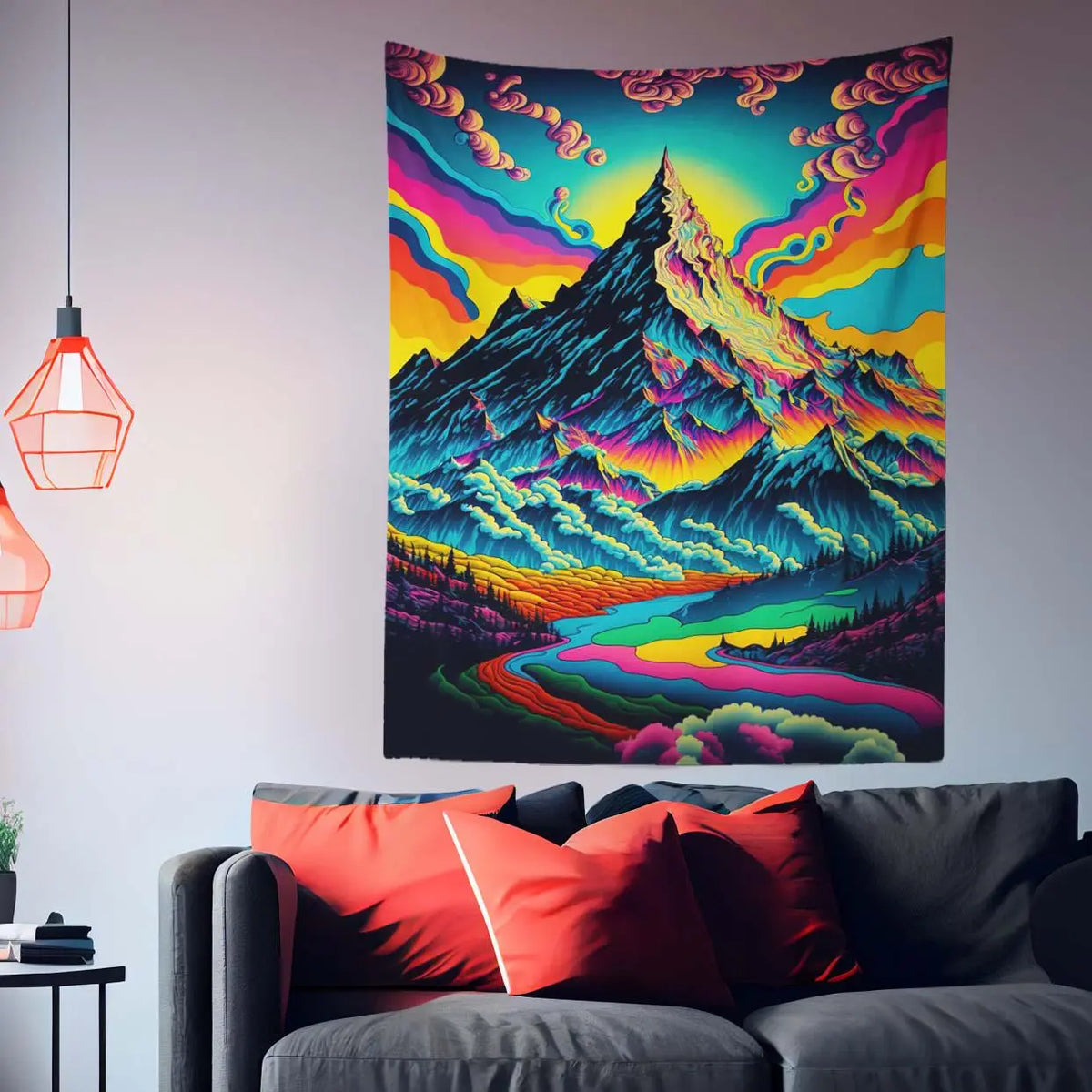 Psychedelic Mountain Valley Tapestry-Taspetry-Wallarts Lab-100cm * 150cm-Monkey Ninja