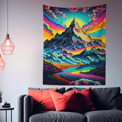 Psychedelic Mountain Valley Tapestry-Taspetry-Wallarts Lab-100cm * 150cm-Monkey Ninja
