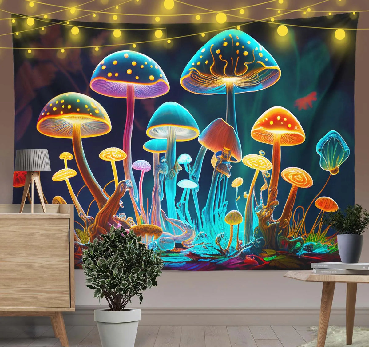 Psychedelic Mushroom Forest Tapestry-Taspetry-Wallarts Lab-100cm * 150cm-Monkey Ninja