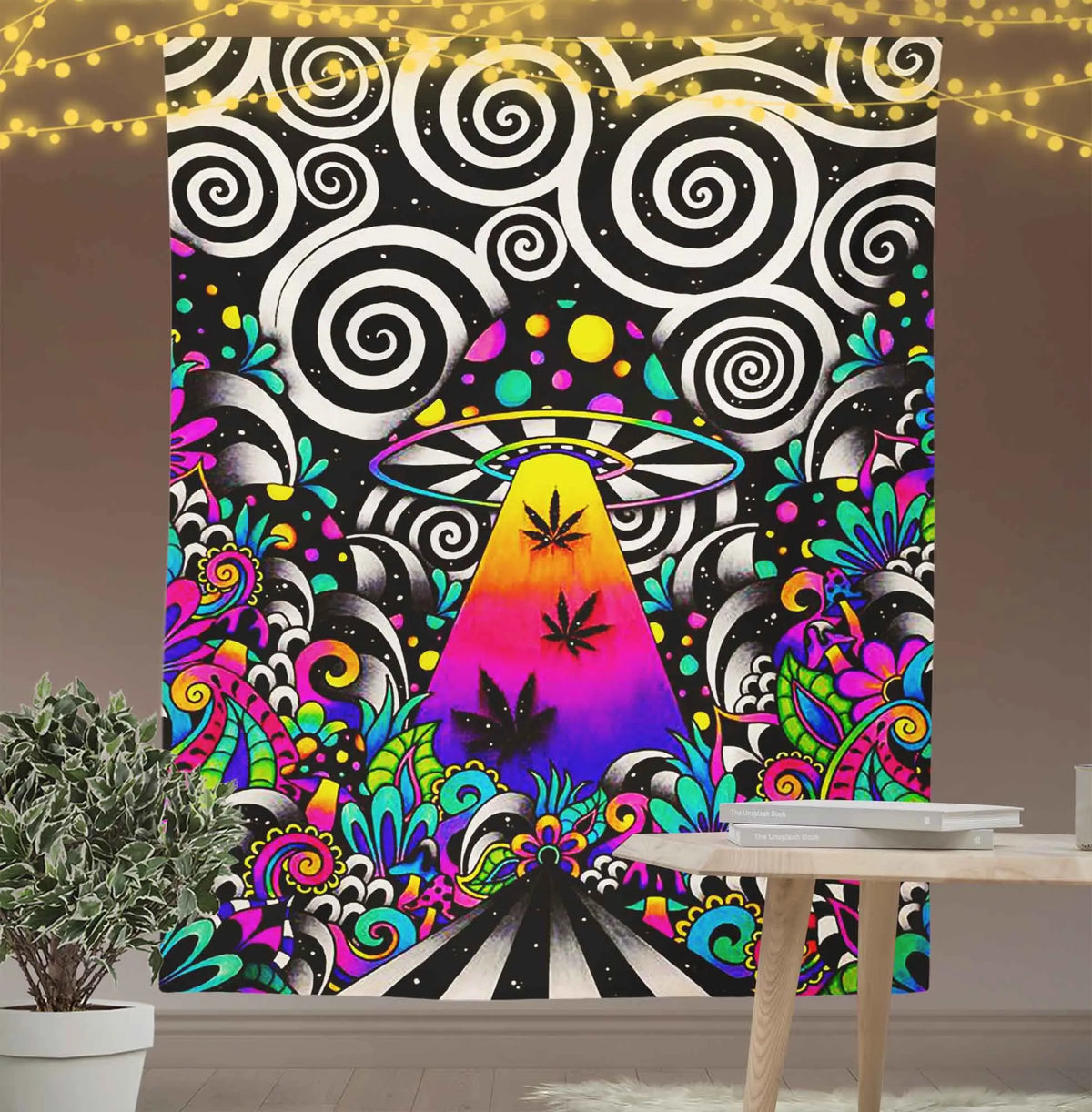 Psychedelic Mushroom Spaceship Tapestry-Taspetry-Wallarts Lab-100cm * 150cm-Monkey Ninja