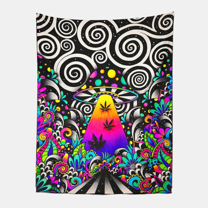Psychedelic Mushroom Spaceship Tapestry-Taspetry-Wallarts Lab-100cm * 150cm-Monkey Ninja