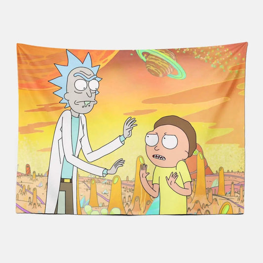 Rick and Morty Anime Trippy Tapestry-Taspetry-Wallarts Lab-100cm * 150cm-Monkey Ninja