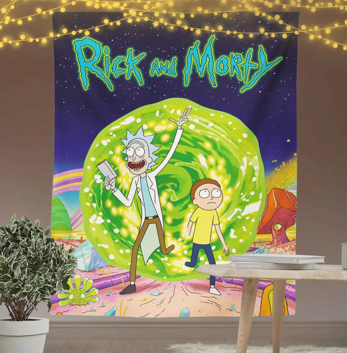 Rick and Morty Funny Anime Tapestry-Taspetry-Wallarts Lab-100cm * 150cm-Monkey Ninja