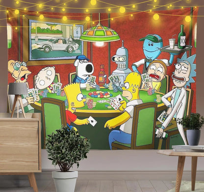 Simpsons Rick&Morty Family Guy Trippy Tapestry-Taspetry-Wallarts Lab-100cm * 150cm-Monkey Ninja