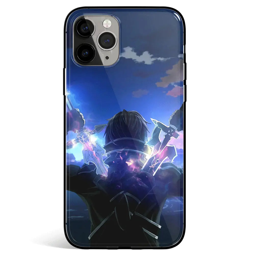 Sword Art Online Kirito Dual Blades Tempered Glass Soft Silicone iPhone Case-Phone Case-Monkey Ninja-iPhone 17-Glass Case-Monkey Ninja