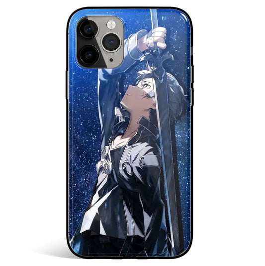 Sword Art Online Kirito Tempered Glass Soft Silicone iPhone Case-Phone Case-Monkey Ninja-iPhone 17-Glass Case-Monkey Ninja